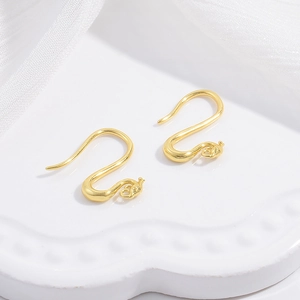 S925 sterling silver golden C-shaped hook earrings with phoenix head design on silk