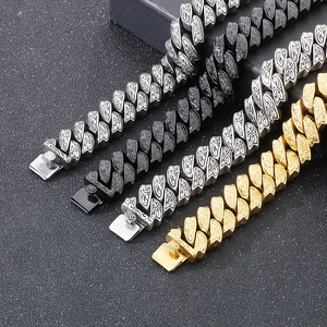 Close-up of retro 304 stainless steel bracelets with pattern clasps in gold, silver, black