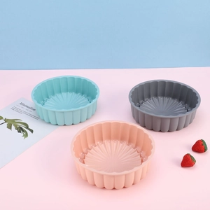 Round Silicone Cake Mold Wave Edge Radial Texture Flexible Heat Resistant Baking Pan Home Kitchen Tool