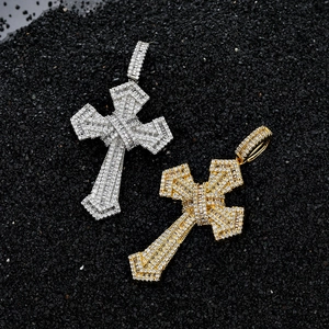 Hip hop cross pendants in gold and silver finish with handset cubic zirconia stones
