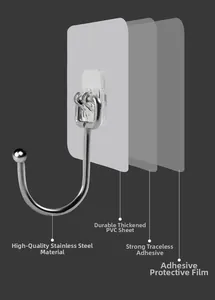 Detail of multi-layer adhesive hook showing thick PVC base and strong traceless glue