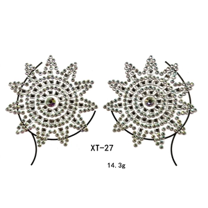 Mandala style body crystal jewels with sunburst rhinestone pattern for music festivals