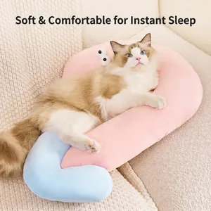 Pet Neck Protection Pillow Plush PP Cotton U-Shaped Ergonomic Sleep Support Cute Big Eyes Cartoon For Cats And Small Dogs