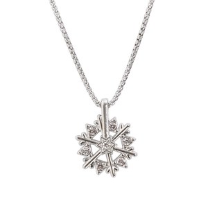 Titanium steel rotating snowflake necklace with sparkling crystals on box chain
