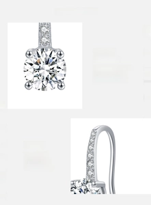 Macro detail of D color VVS1 moissanite earrings in 925 sterling silver settings