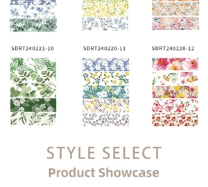 Detailed catalog of floral washi tapes showing various spring flower patterns for journaling