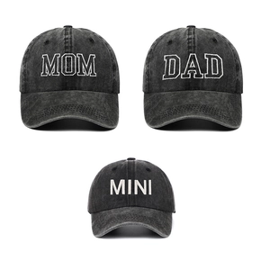 Washed Cotton Baseball Caps Retro Vintage Embroidery Mom Dad Mini Letters Casual Sport Sun Hat For Family Matching