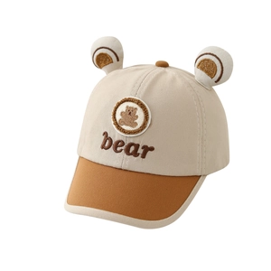 Cute bear-themed baby baseball cap with 3D ears and embroidery for toddlers