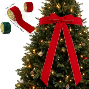 6cm red velvet Christmas ribbon for gift wrapping and tree bows decoration