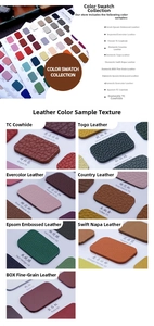 Échantillons détaillés de cuir PU haut de gamme montrant diverses textures et couleurs