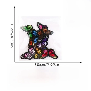 Detail of 10-piece set colorful butterfly embroidery patches with precise measurements