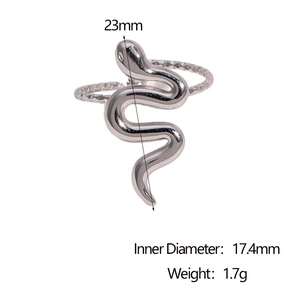 Detailed dimension guide for silver snake ring with 17.4mm inner diameter and 23mm height