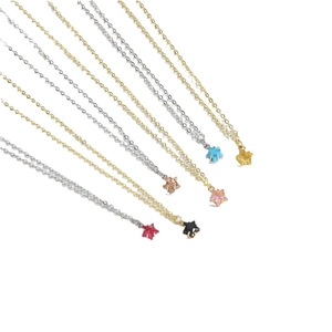 Fashion five-pointed star pendant necklace available in six vibrant crystal colors