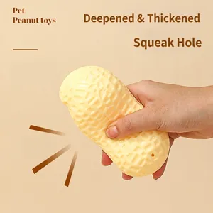 Langlebiges Erdnuss-Hundespielzeug mit Quietschfunktion aus dickem Gummi für kleine Hunde