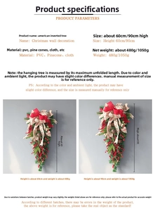 Close-up of 60cm and 90cm upside down Christmas trees with pinecones and red bows