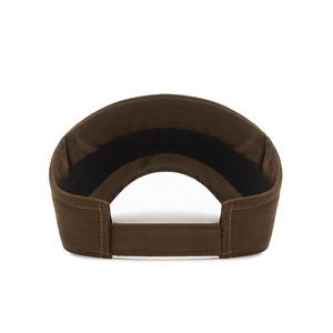 Brown brushed cotton visor hat with adjustable velcro strap for outdoor tennis and sports
