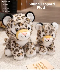 Detailed view of plush leopard toy set with soft spotted fur and realistic seated pose