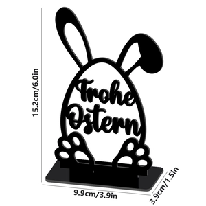 Easter bunny egg acrylic table decoration with Frohe Ostern text measuring 15.2cm high