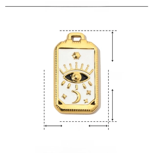 Detailed size parameters of 27mm x 14mm rectangular stainless steel evil eye pendant