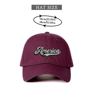 Tableau des tailles pour casquette America bordeaux avec tour de tête de 56 à 58 cm