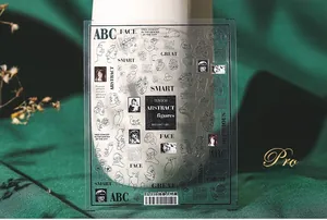 Détail artistique des stickers ongles 5D TS-138 avec visages abstraits en lignes noires