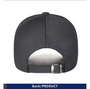 Detailed back view of men's business flat cap featuring adjustable metal buckle strap