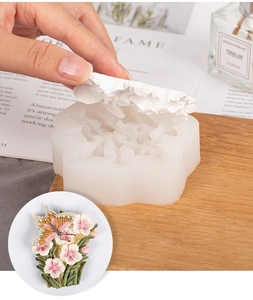 Detailsicht der Schmetterlingsblüten-Silikonform für DIY-Gips und Duftsteingießen