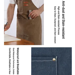 Durable heavy canvas work apron with waterproof coating and large pockets for gardening