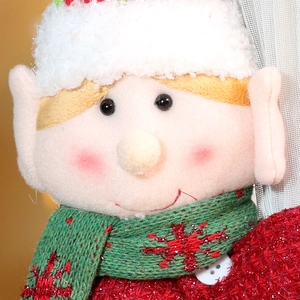 Weihnachts-Elf Vorhangschnalle mit roten Pailletten und grünem Strickschal Deko