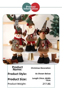 Plush Christmas dolls with retractable legs in Santa, Snowman and Reindeer styles