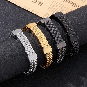 Herrenarmbänder aus 18k vergoldetem Edelstahl im Uhrenarmband-Stil in vier Farben