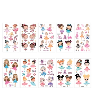 Set of 10 waterproof ballet princess temporary tattoos for girls featuring cute dancers