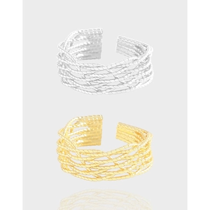 Handmade Woven Lace 925 Sterling Silver Open Ring Adjustable Line Band Minimalist Luxury Jewelry Accessory For Women
