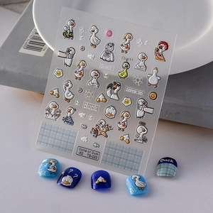 Nail Art Stickers 5D Relief Embossed Self Adhesive Cute Cartoon Duck Funny Manicure Decoration For Women Girls DIY