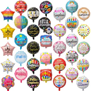 Spanish Feliz Cumpleaños round foil balloons for birthday party decoration set