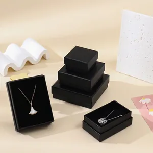 Detailed view of black Laini texture jewelry boxes for necklaces and earrings display