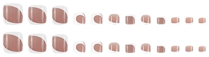 Detailed flat lay of 24 piece Morandi purple and white geometric press-on toe nails