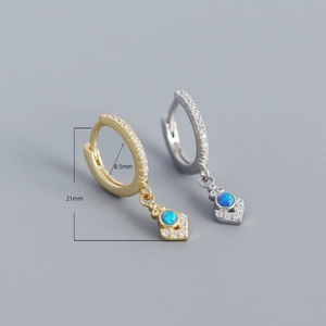 Bohemian S925 silver opal hoop earrings in gold and silver finish with size markings