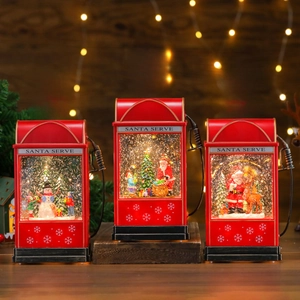 Luminous Christmas snow machine light ornaments with Santa and snowman figurines