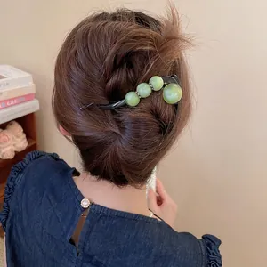 Retro Haarclip Mit Acrylperlen In Marmoroptik Und Strasssteinen Eleganter Harz Haarschmuck Für Frauen