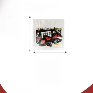 Detailed size chart for 12pcs skull rose 3D butterfly wall stickers in red and black colors