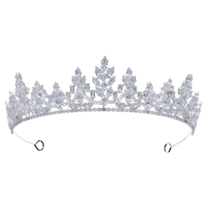 Elegant silver bridal crown with sparkling zircons for weddings and formal pageant events