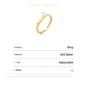 Macro shot of 925 sterling silver gold ring showing S925 hallmark and adjustable band