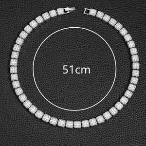 51cm Hip Hop 13mm silver zinc alloy tennis chain necklace with iced out rhinestones