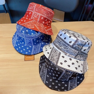 Paisley Printed Cotton Polyester Bucket Hat Streetwear Reversible Foldable Fisherman Sun Hat For Men Women Bandana Pattern
