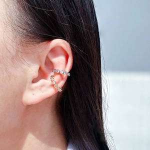 Minimalist Brass Zirconia Ear Bone Clip Non Pierced C Shaped Wrap Earrings Gold Silver Plated Elegant Fashion Jewelry For Women