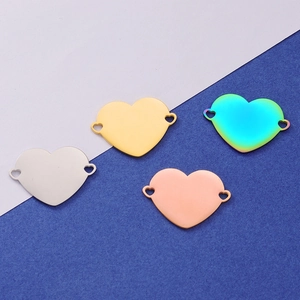Heart Connectors Mirror Polished 304 Stainless Steel Link Holes Peach Heart Charms For DIY Necklace And Bracelet Making