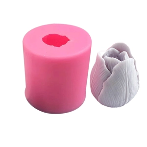 3D tulip flower silicone mold with pink texture and purple floral fondant cake decoration