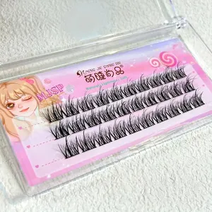 Natural mink-style segmented cluster false eyelashes in a professional tray set