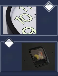 Detail view of 12-inch luminous wall clock showing silent movement and eco-friendly frame